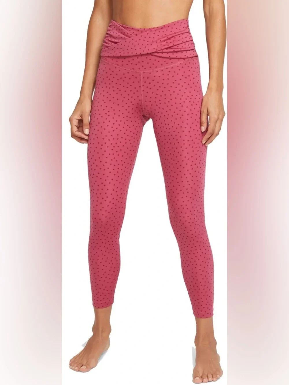 Nike Women Yoga‎ Dots Twist 7/8 Pants Leggings Medium DN4756-633 Rose Pink